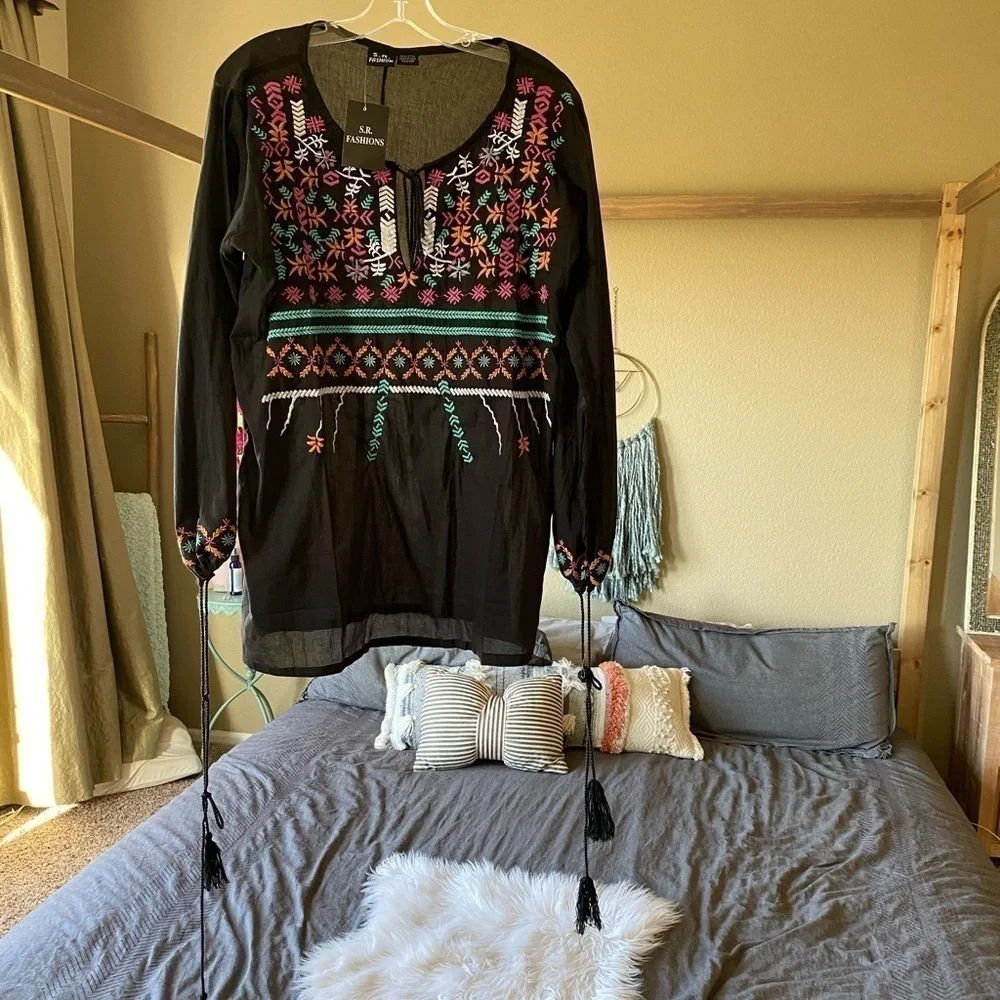 S.R Fashions/ Cotton Bohemian Tunic/ Cover Up - Picture 2 of 6